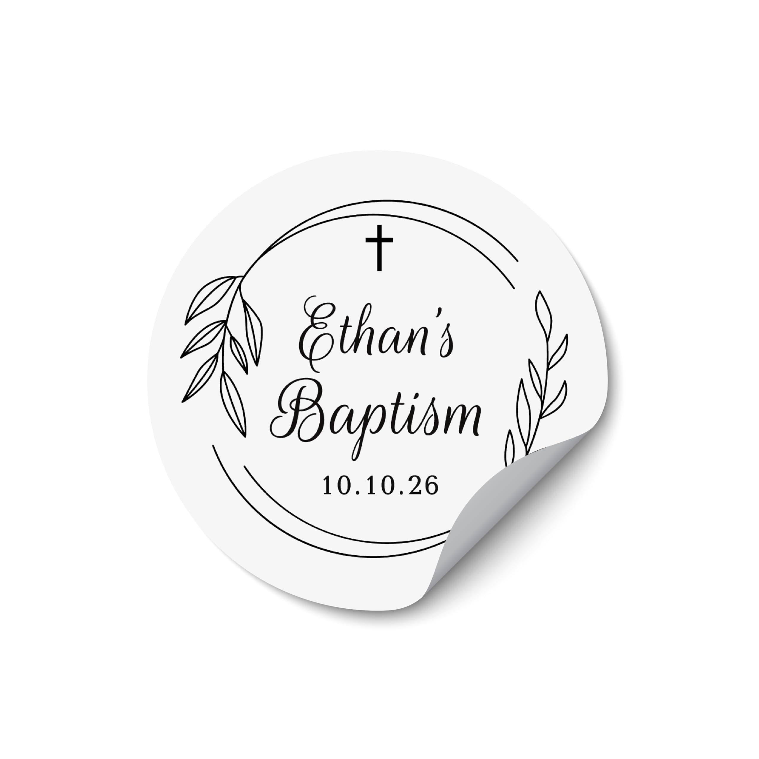 Baptism Favour Stickers Pastel Design, Religious Party Labels, Baby Baptism Thank You Stickers Custom Name - BAPT03