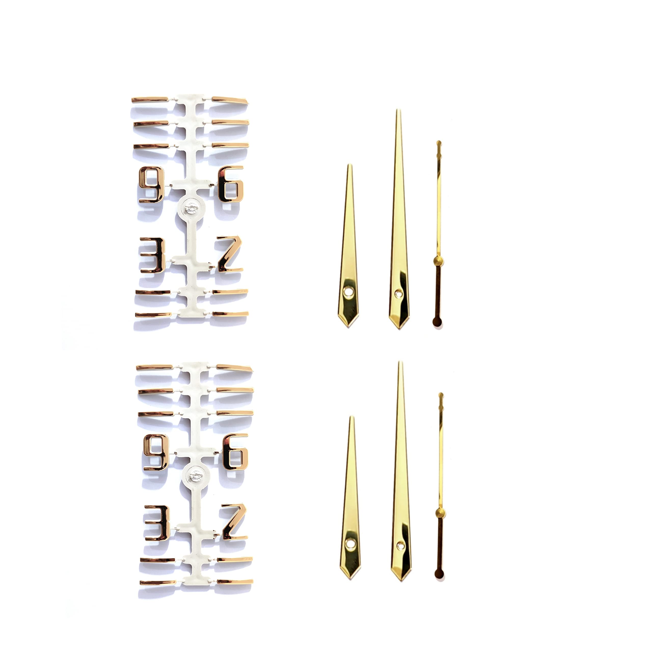 EPOXY FUSION Wall Clock Numbers and Hands Set | 12 Arabic Numbers with Needles for Clock | Complete DIY Clock Kit for Custom Clock Making | Elegant Plain Pati Gold (Set of 2)