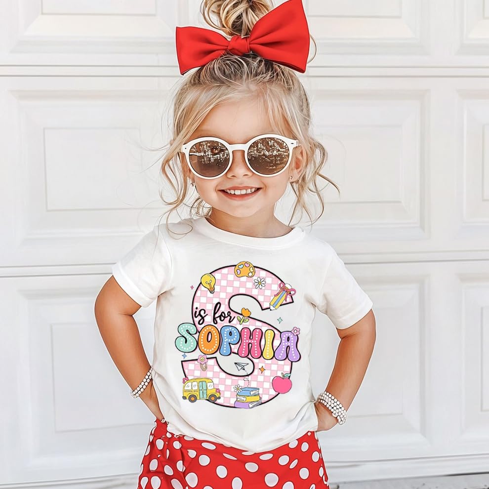 Custom Kids Toddler Back to School T-Shirt, First Day of Preschool Shirts, Back to School Gift Tee for Boys Girls4