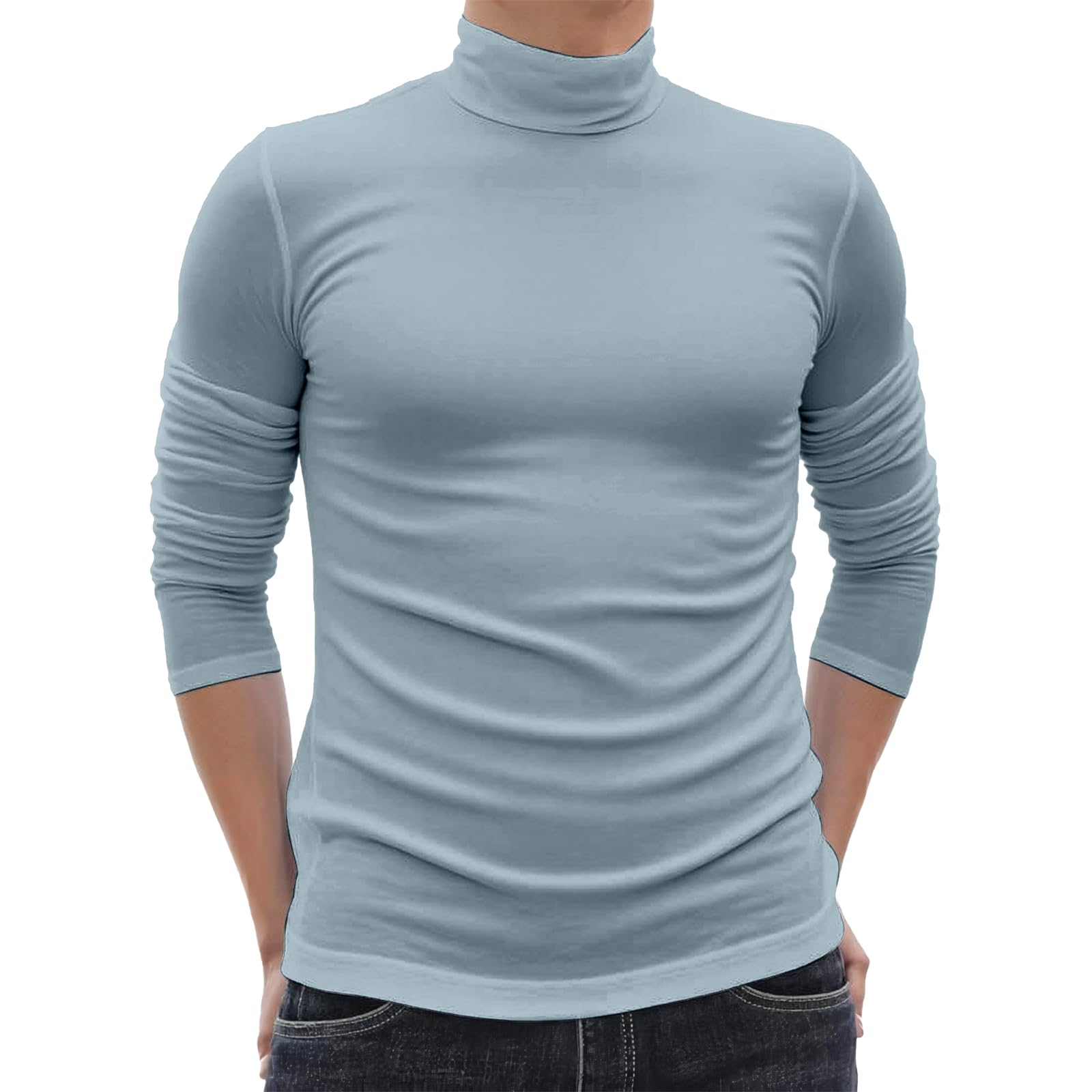 Turtleneck Men Casual Long Sleeve Turtle Neck Compression Shirt