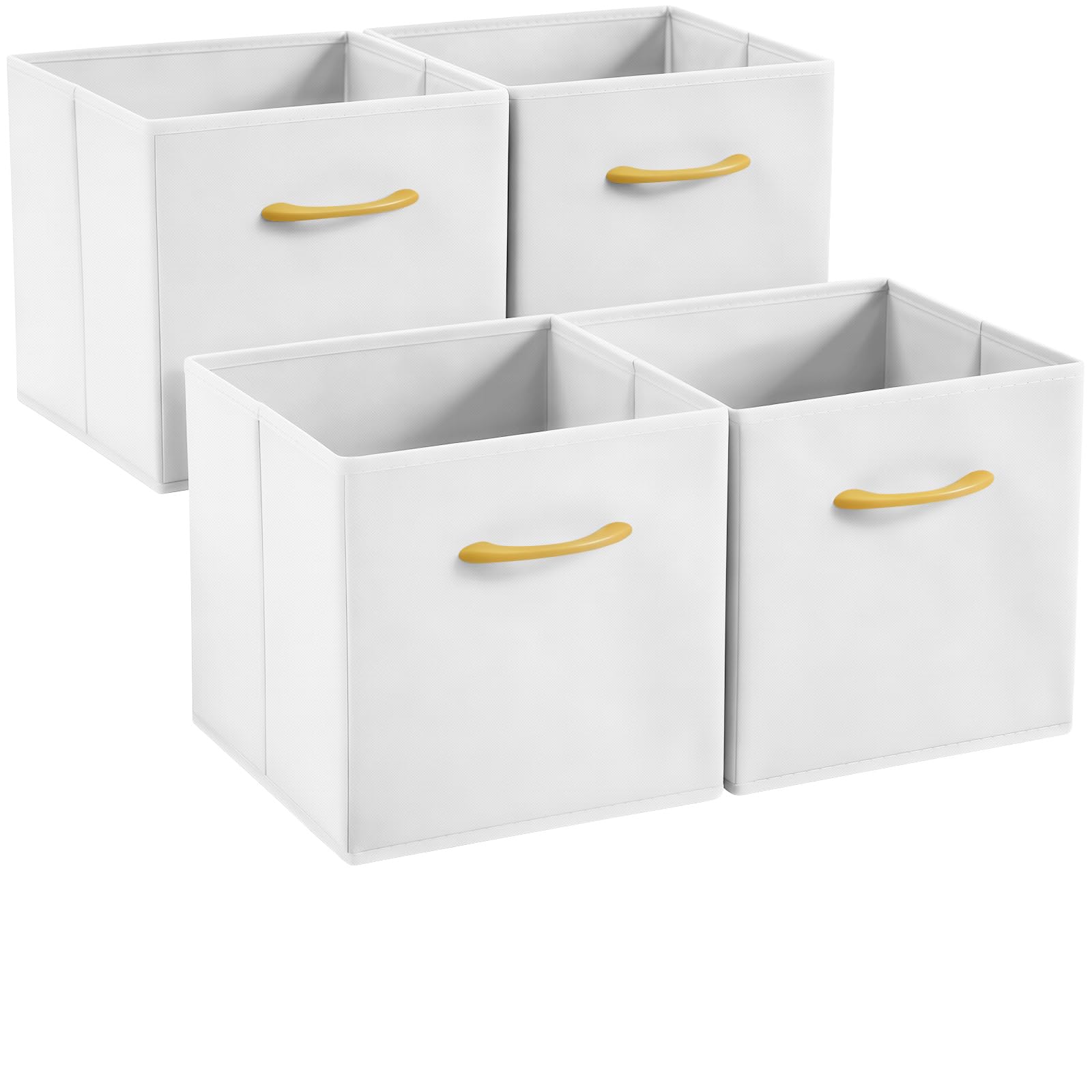 Hibtn Set of 4 Foldable Storage Box, Fabric with Handles Storage Cubes And Cloth Storage Organizer Drawer For Closet And Toys Storage,30 x 30 x 30 cm, White