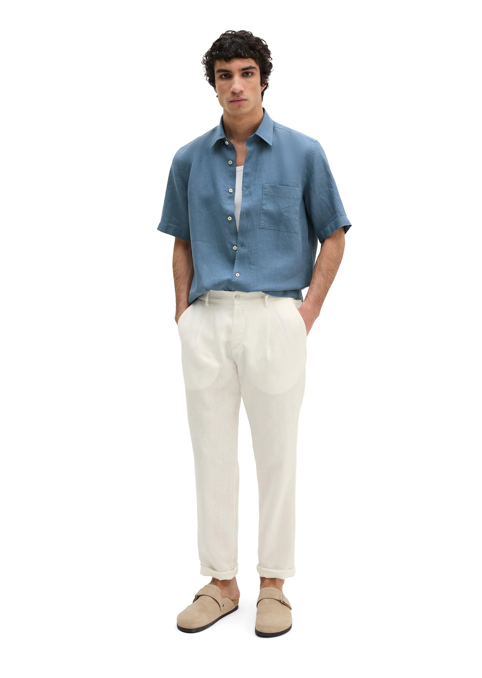 Marc OߴPolo Uomo Camicia in Lino a Maniche Lunghe Regular Fit