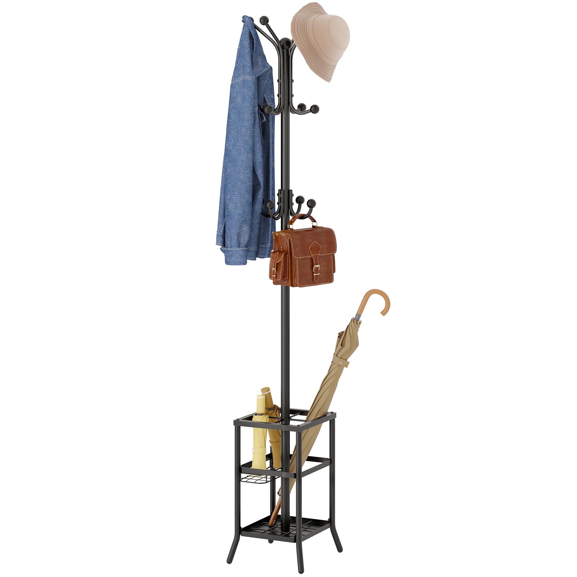 Costway Porte-Manteau sur Pied Perroquet en Métal Noir avec Support Parapluie | Home Depot Canada