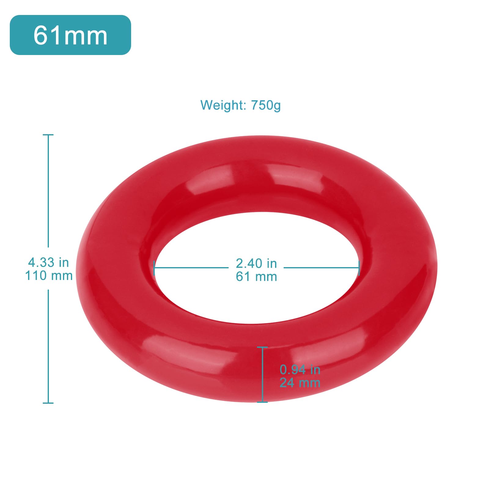 stonylab Anneau de Plomb Revêtu de Vinyle pour Flacons, Anneau de Flacon avec Diamètre Intérieur 61 mm, Fermeture Sécurisée pour Flacons de 250-2000ml, Rouge