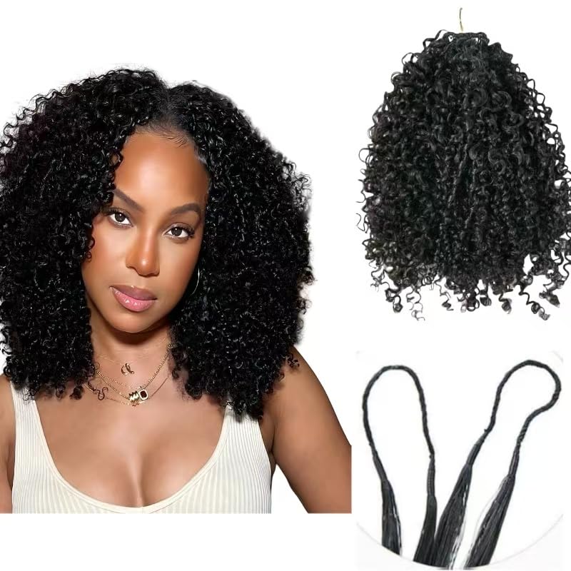Knotless Pre Looped Crochet Human Hair Extensions Afro Kinky Curly Human Crochet Hair Pre Separated Knotless Crochet Human Hair 16inch 100strands 120g