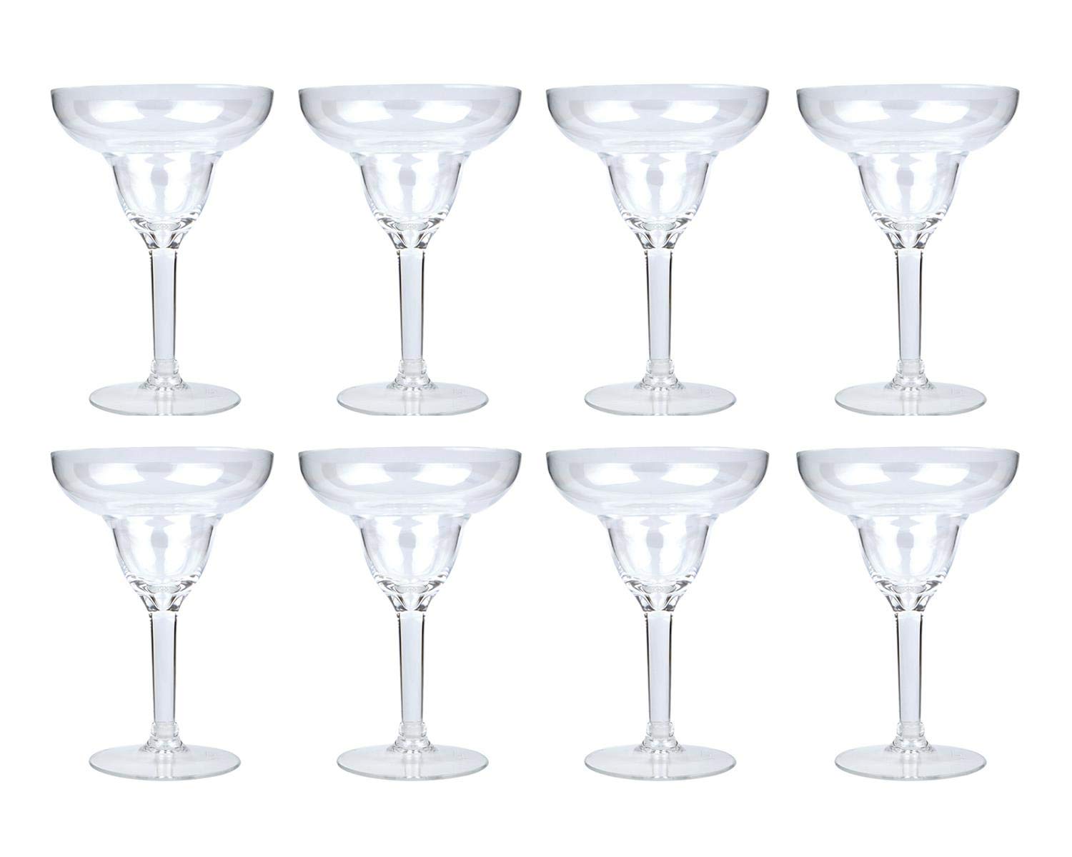 Yöl Pack Of 8 8X Margarita Cocktail Glass Clear Plastic Reusable Home Picnics Bbq Summer Party
