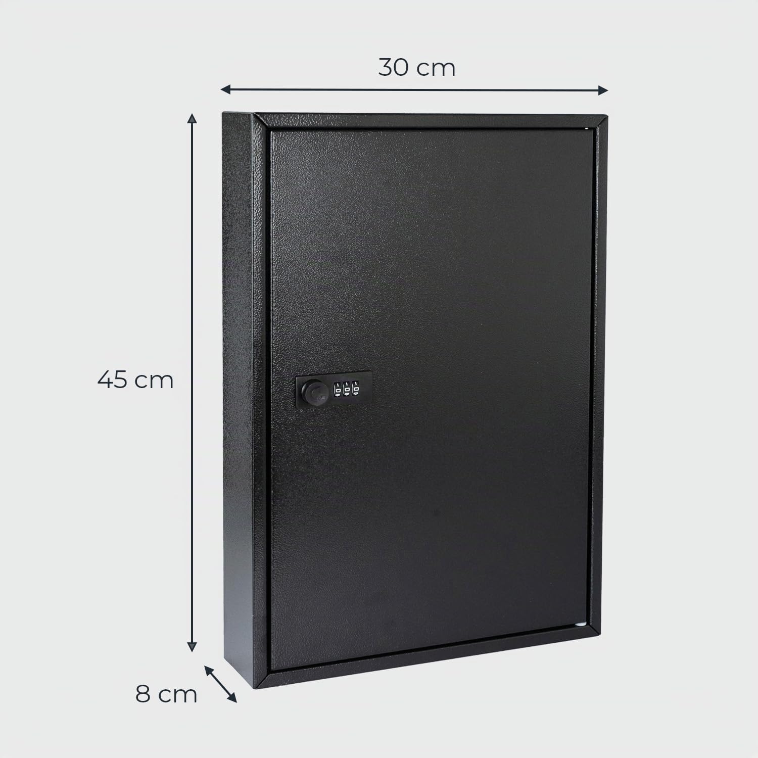 HMF 13664-02 Armoire à clés avec Code chiffré, Grande boîte à clés | 64 Crochets | 45 x 30 x 8 cm | Noir