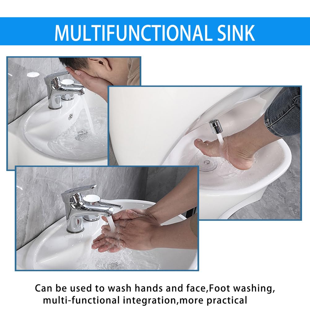 AVSMGP Lavabo per Wudu 2 in 1 con Rubinetto A Doppio Stadio, Lavabo Verticale in Ceramica Autoportante – per Casa, Moschea, Bagno; per Il Lavaggio Mani, Viso E Piedi