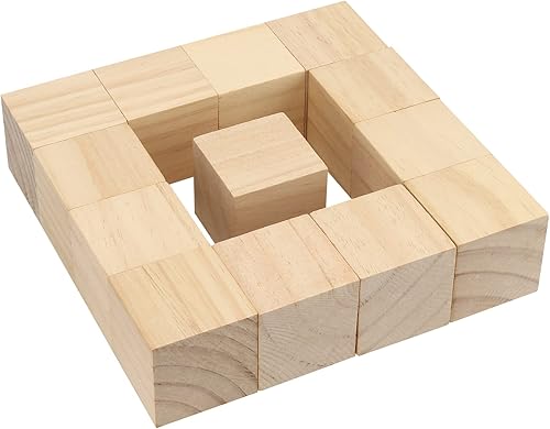 Miniatura 6 de 60 bloques de madera sin terminar de 2 x 2 x 2 pulgadas, bloques de madera maciza natural cuadrados cubos de madera para decoración de pintura y