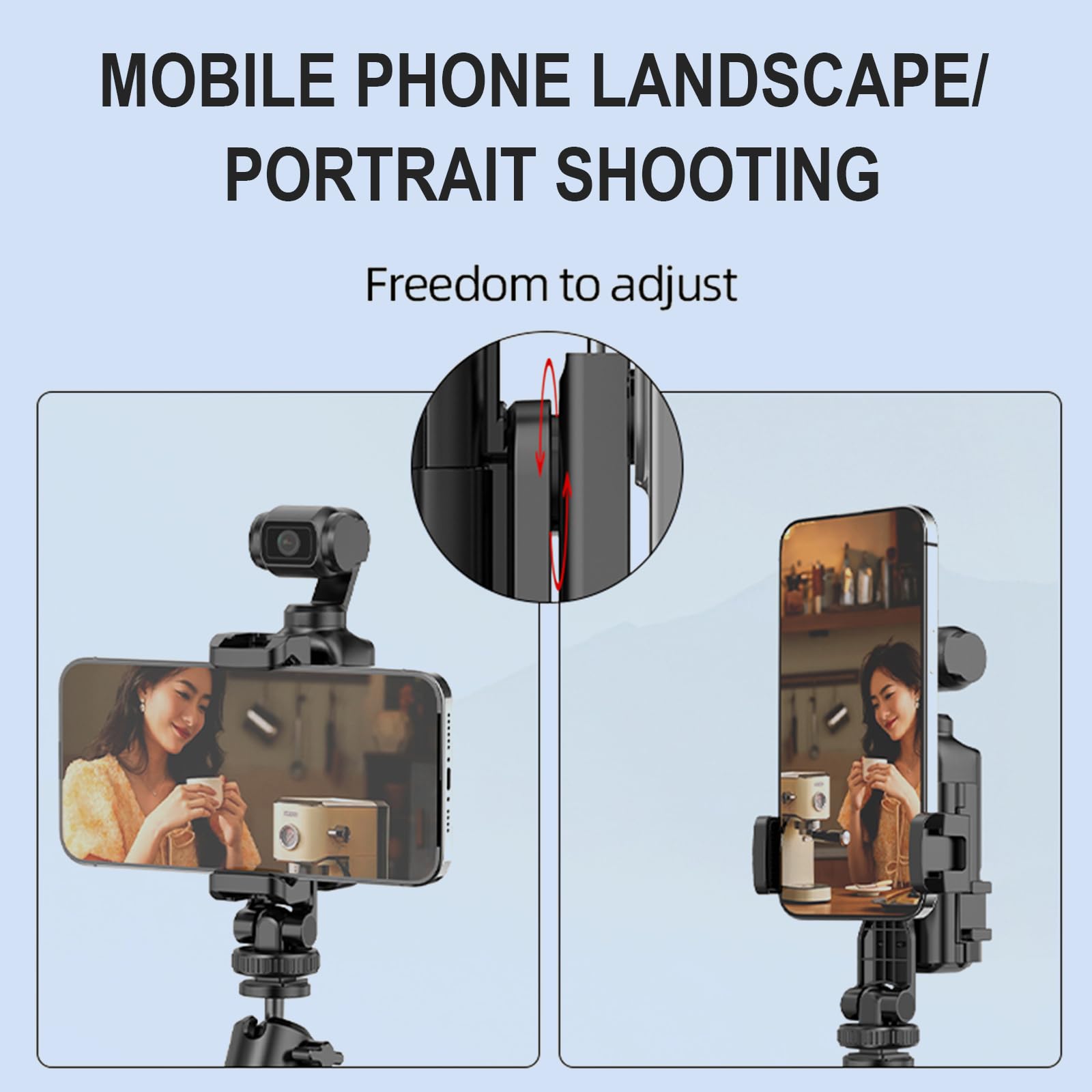Morsetto per telefono cellulare con supporto teleprompter filettatura da 1/4" per 3 gimbal, consente una registrazione video fluida con la fotocamera