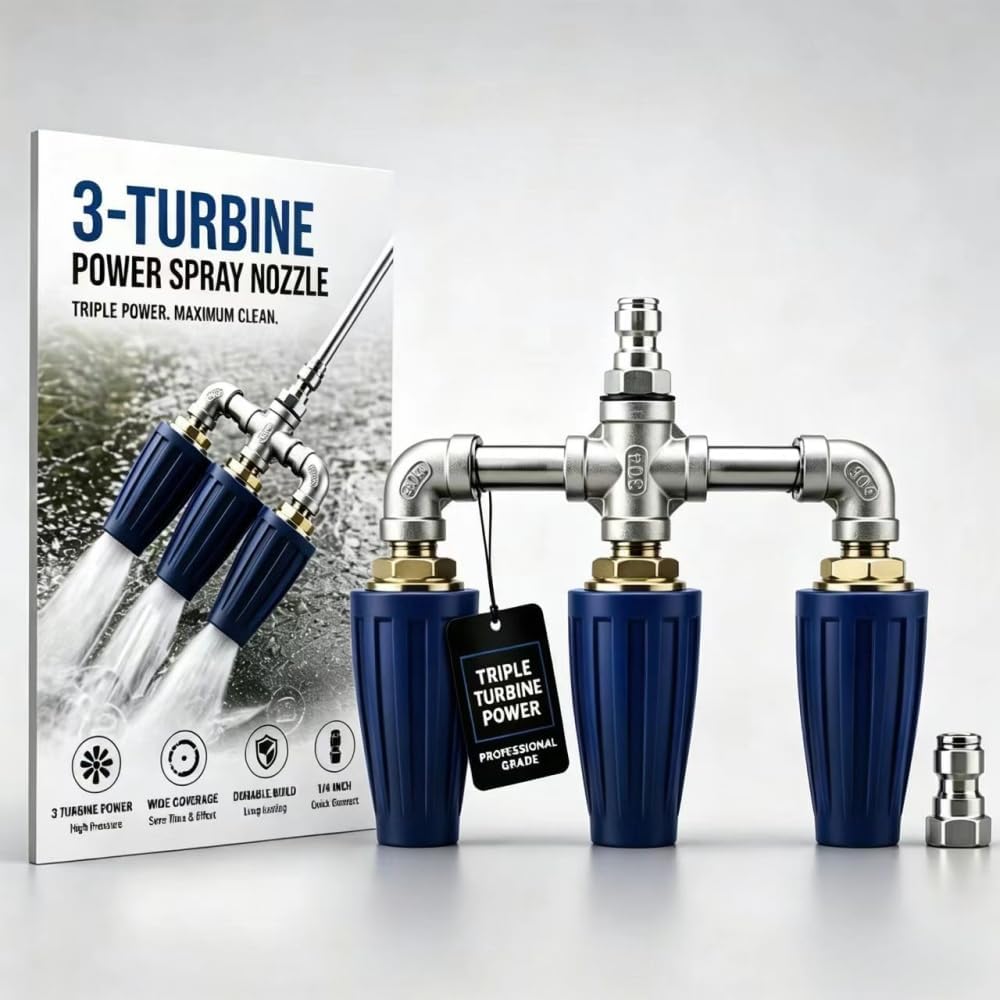 4000 PSI Triple Turbo Nozzle Pressure Washer,2026 Upgrade 3-in-1 Pressure Washer Nozzle Tips,360°Rotating Turbo Nozzles with 1/4" Quick Connector 2.5 Orifice for Power Washer (Blue)