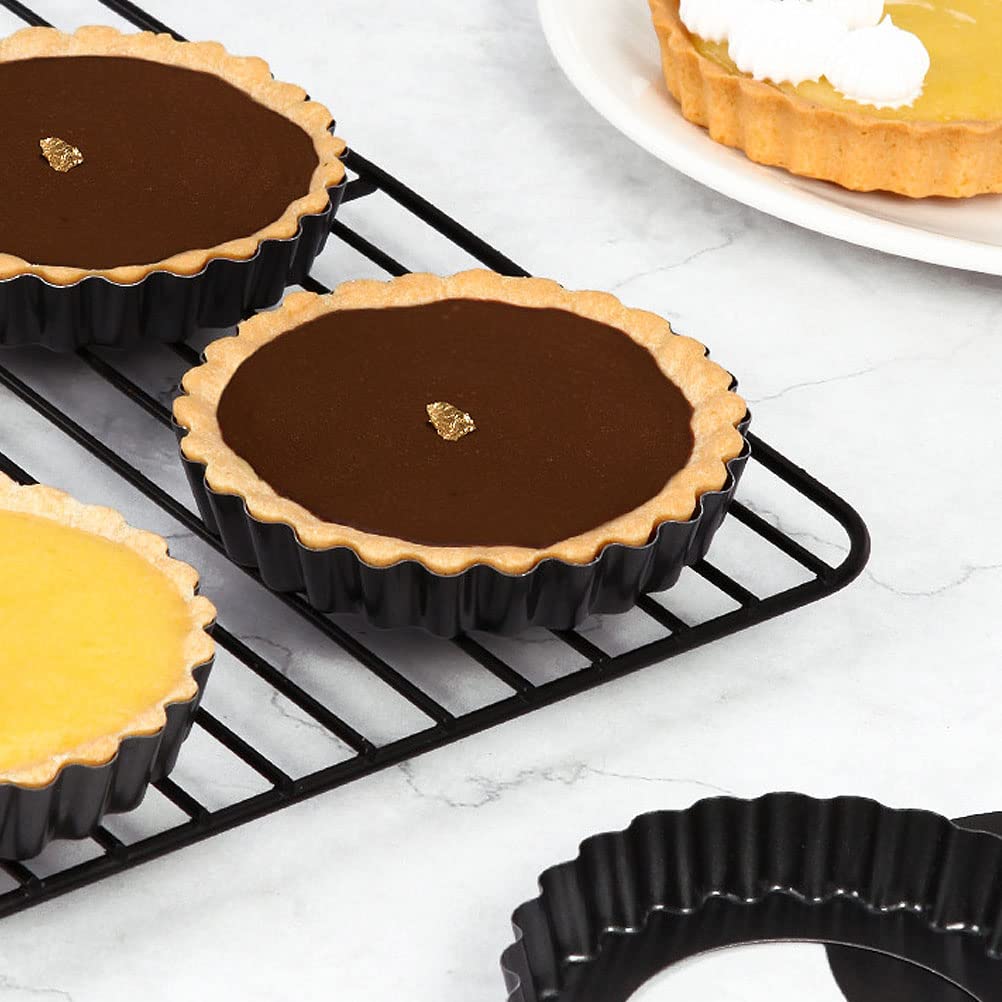 CANDeal Mini Moules à Tarte 3,8" avec Moule à Quiche Rond Antiadhésif à Fond Amovible, Côté Cannelé Robuste pour Tartes, Gâteaux Mousse, Desserts (12 Paquets)