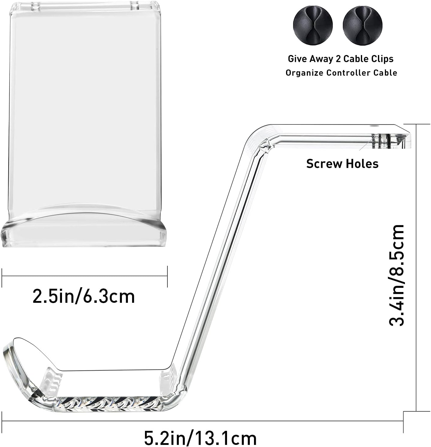OAPRIRE Under Desk & Desktop Controller Holder Gaming Accessories (2 Pack), Universal Controller Stand for PS5 PS4 Xbox ONE STEAM PC (Crystal Clear)