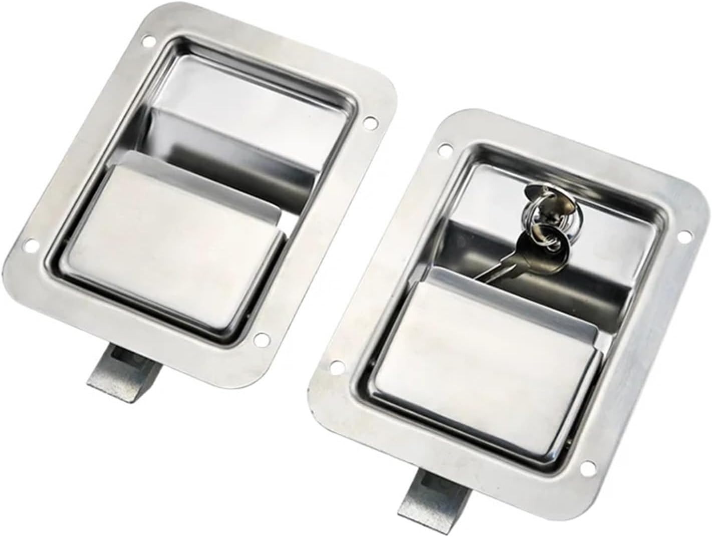 304 Stainless Steel Panel Lock for Engine Hood Toolbox Industrial Machinery Embedded Container Flat Box Lock 1Pcs(MS866-27 No Lock)