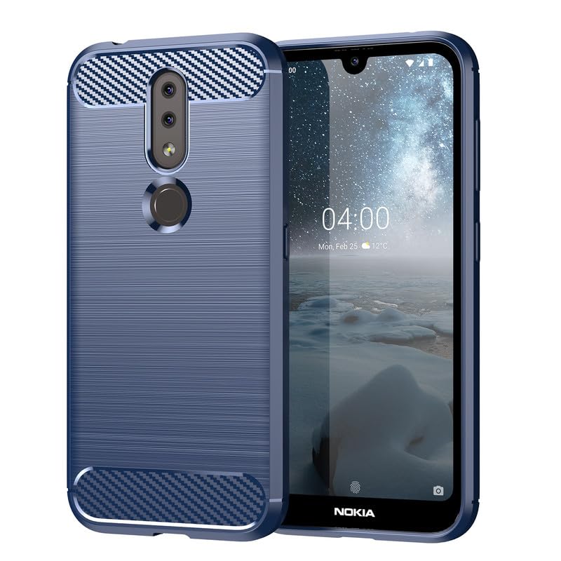Image of Hybrid Carbon Fiber Back Case for Nokia 4.2 (Blue)