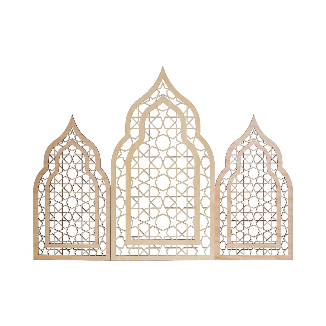 HilalFul Wooden Mosque Display Stand | Home Decoration in Eid, Ramadan, Wedding, Anniversary | Islamic Decorative Item | Basswood | Bedroom, Living Room, Hall | Floor Mount | Elegant