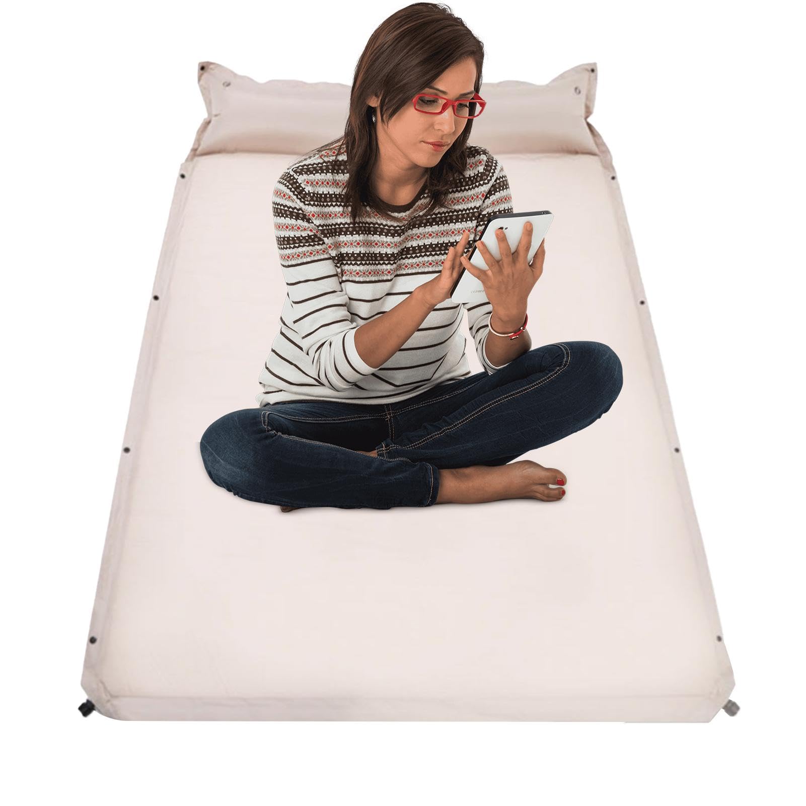 Matelas Gonflable Camping Tapis de Sommeil Auto-Gonflant pour Plage | Tapis De Sommeil Camping Inflatable Pour Campeurs Randonnée Road Trip Voyageurs Maison Plage Pique-nique Jardin Festivals De