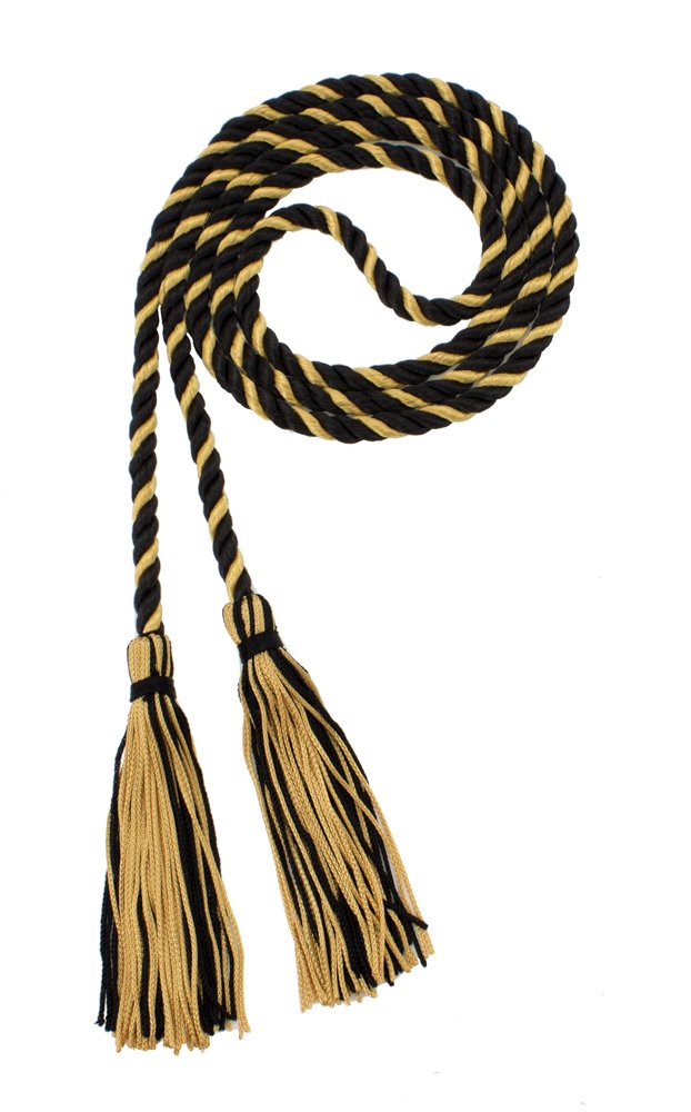 Tassel Depot Graduation Honor Cord - Black/Oriental Gold - Every School Color Available - Made In Usa