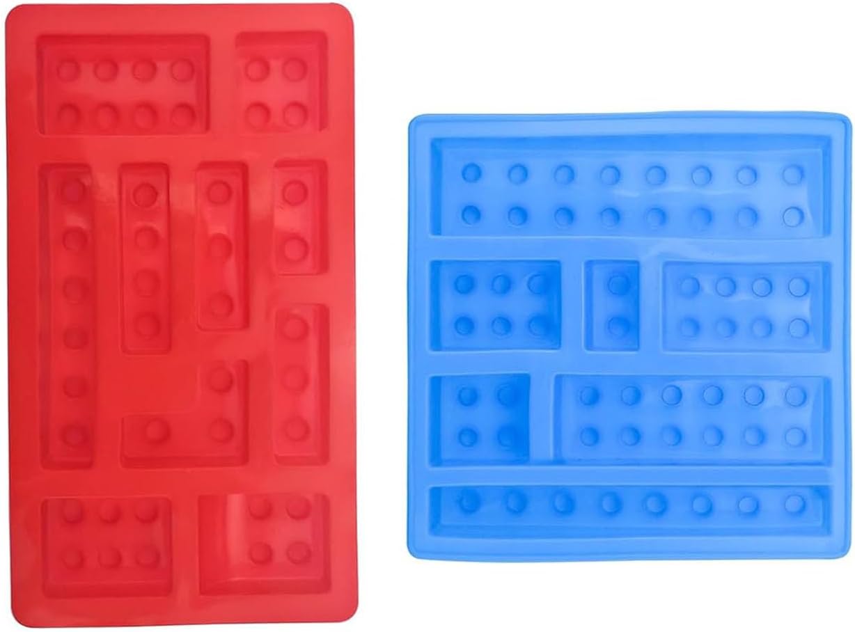 MAKINGTEC 2 PCS Chocolate Silicone Mold, Building Bricks Silicone Mould for Building Block Themes Kids Party DIY Cake Baking Kids Party's and Baking Building Block Themes