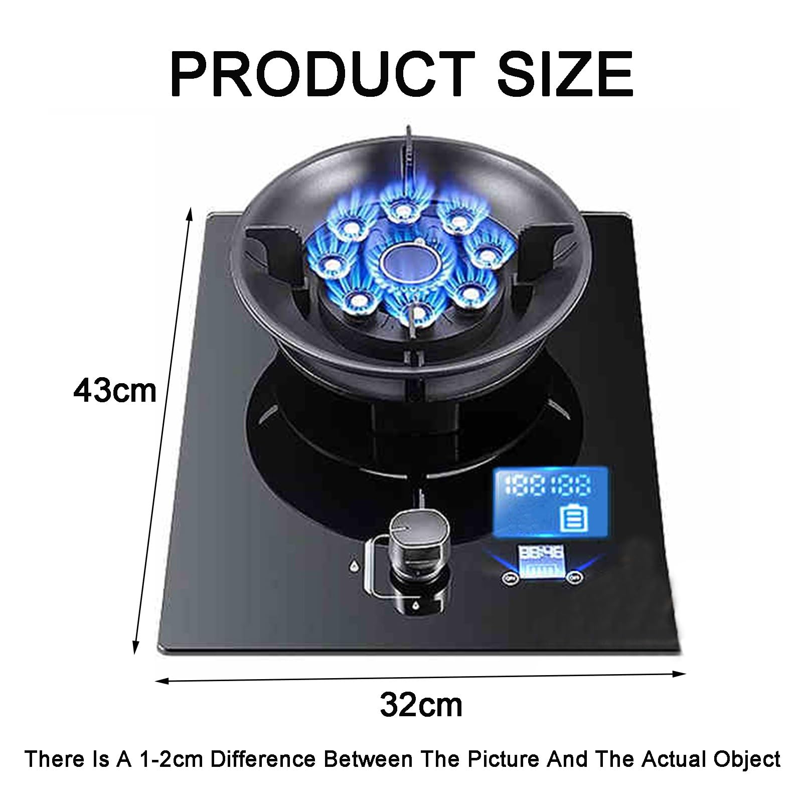 Cuisinière À Gaz 1,minuterie À Feu Élevé À Neuf Cavités De 5,2 KW,support À Casseroles En Fonte De Verre Trempé, Cuisinière À Conversion De Gaz Naturel/gaz Liquéfié,avec Protection Contre L'extinction