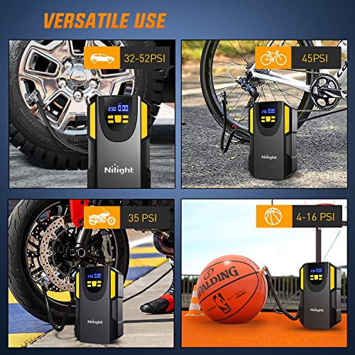 Image of Nilight Tire Inflator Portable Air Compressor 12VDC Car Air Pump 150PSI Digital Tire Pressure Gauge Auto Shutoff Tire Pump for Car SUV Motorcycle Bicycle ATV, 2 Year Warranty