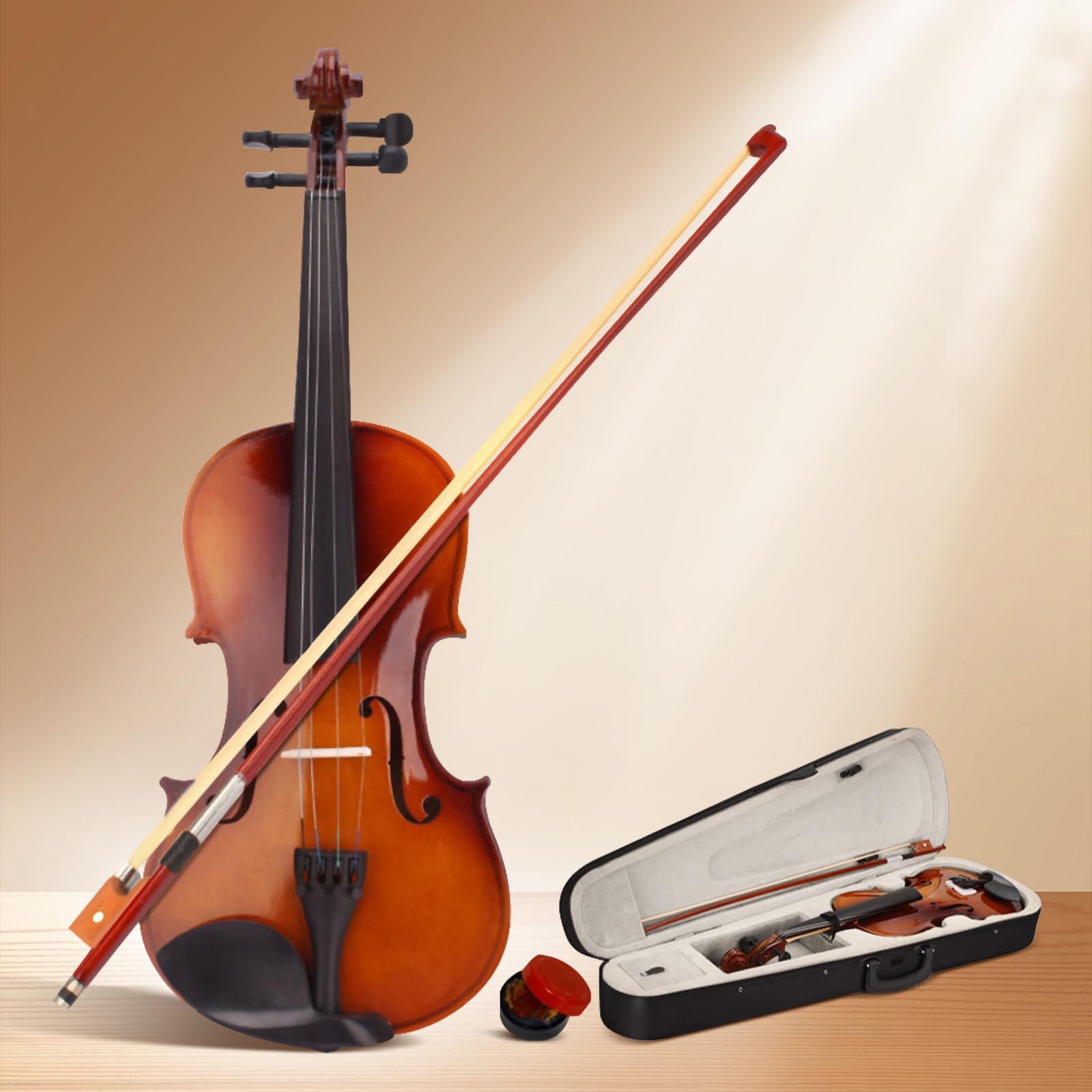 4/4 Beginner Violin Kit for Adults, Complete Full Size Violin Set with Portable Case, Bow, Rosin