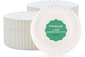 FOCUSLINE 6 Inch Paper Plates for Bulk Entertaining