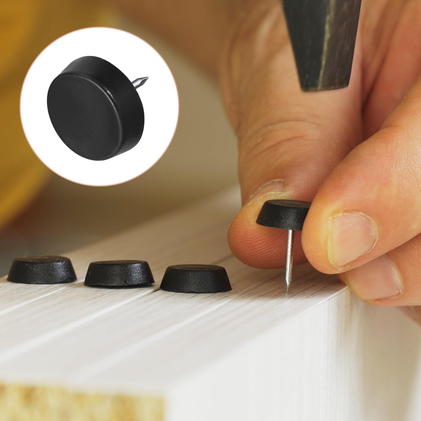 METALLIXITY Furniture Feet Nail (16mm/0.6in) 100Pcs, Plastic Round Chair Glides Sliders - Image 4