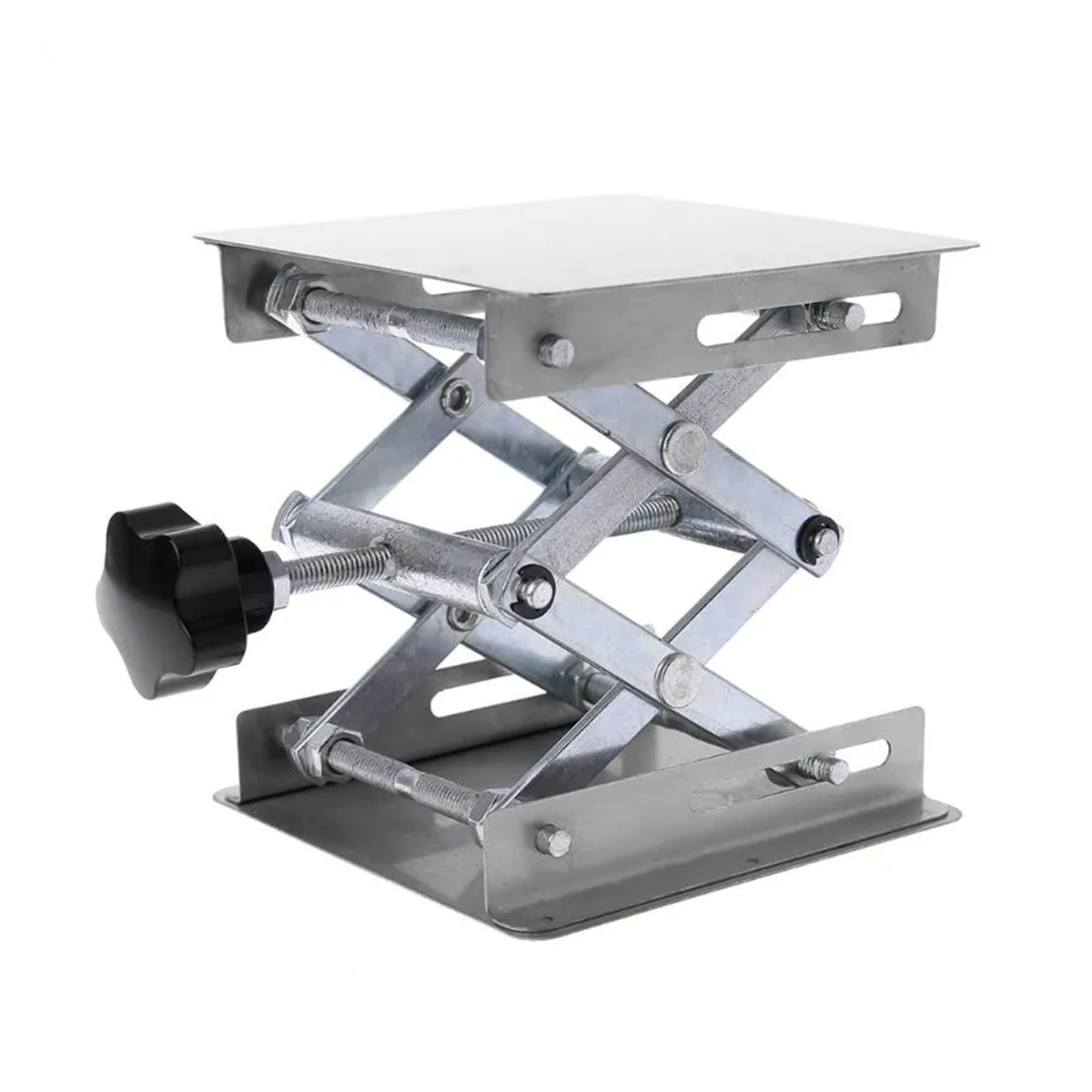Piattaforma di sollevamento in acciaio inox, regolabile, 100 x 100 mm, tavolo sollevatore da laboratorio per lavori precisi, design stabile, ideale per esperimenti scientifici