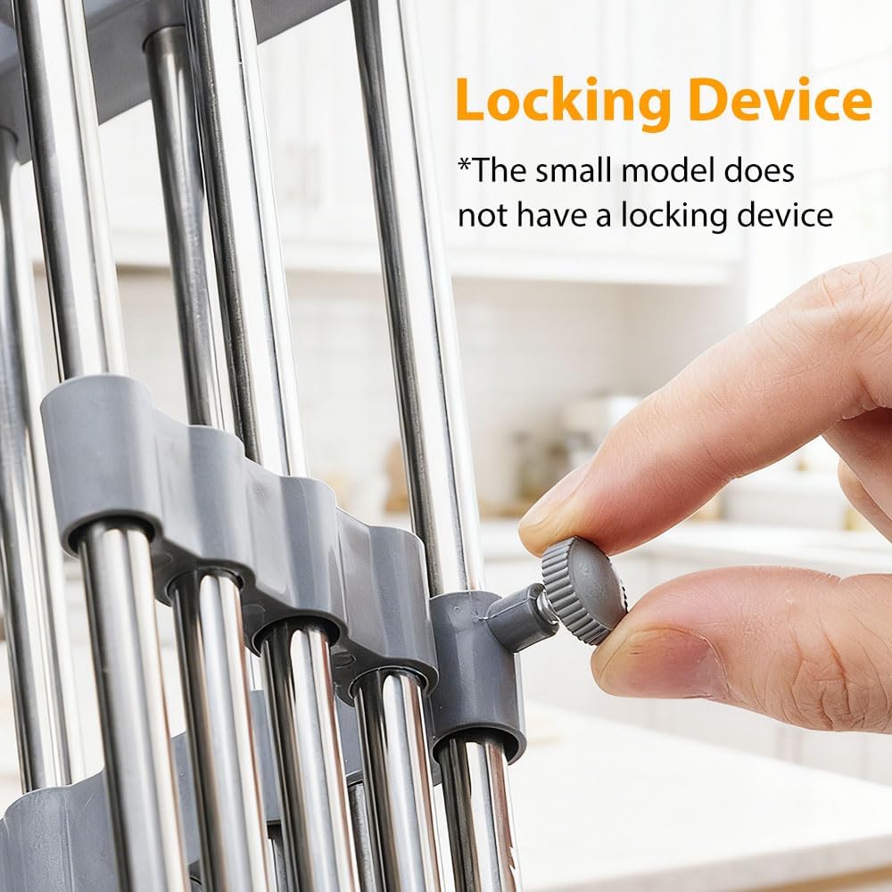 Extend Kitchen Sink Drain Basket, 2026 New Retractable Kitchen Sink, Adjustable Dish Drying Rack with Stainless Steel Drain Basket for Kitchen (Black, Large)