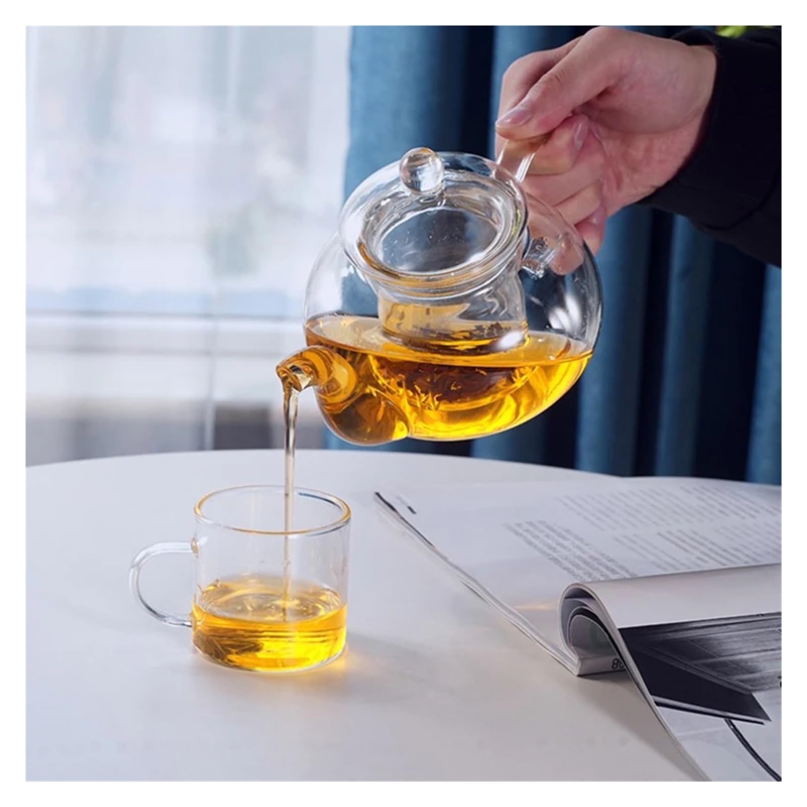 teteras Tetera de vidrio espesado resistente al calor filtrable Tetera de vidrio de borosilicato alto Tetera de vidrio calentable Juego de té(600ML)