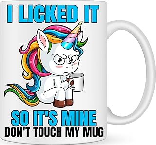 Don't Touch My Mug Unicorn Rude Gifts Coffee Cup - Personalised Coffee Mug Funny Gifts for Men Women - Antisocial Best Friend Gift- Office Mugs for Work Colleagues - Novelty Birthday Gifts for Him Her