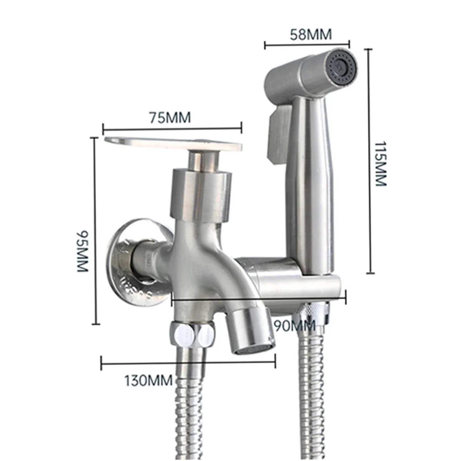 Rubinetto Acqua A Due Vie Con Porta Doccetta Bidet
