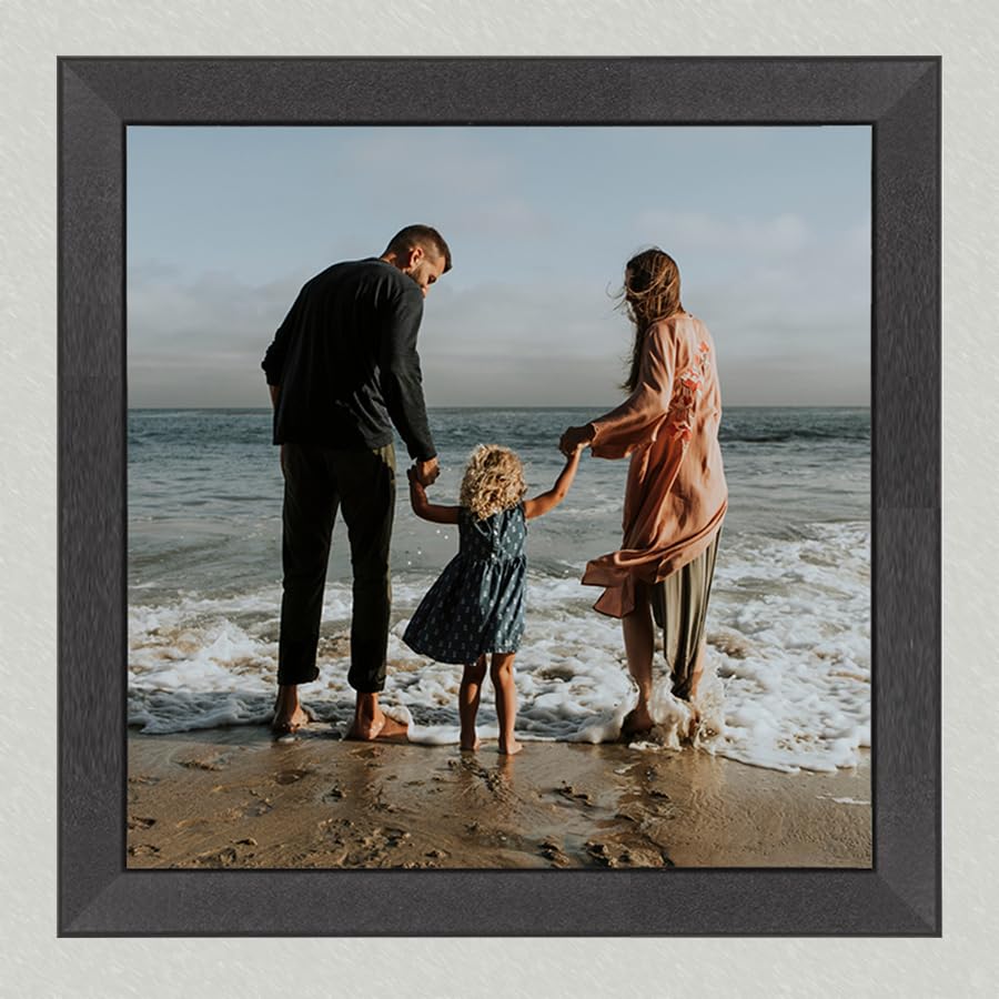 Premium Quality Custom Framed Prints - Your personal image, printed and framed in wood (8x8, Narrow Black)