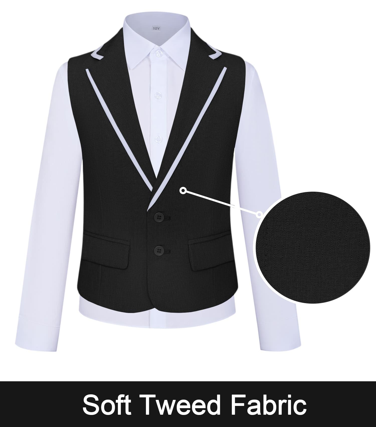 DOISPON Jungenanzug für Kinder, Smoking, schmale Passform, 5-teiliges Set, Hemd, Weste, Hose, Set für Teenager, Kleid, Kleidung, Hochzeits-Outfit mit Krawatte und Fliege