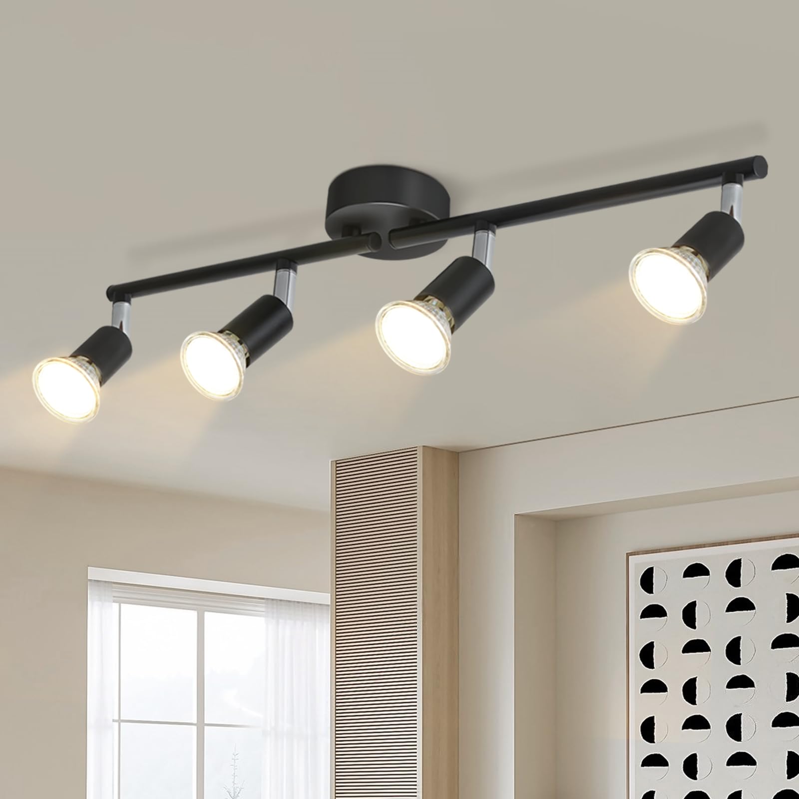 Lichtmaler LED Deckenlampe 4 Flammig Deckenspots - Deckenleuchte GU10 Schwarz Deckenstrahler Schwenkbar 330°Industrial Schlafzimmerlampe Wohnzimmer Ohne Leuchtmittel