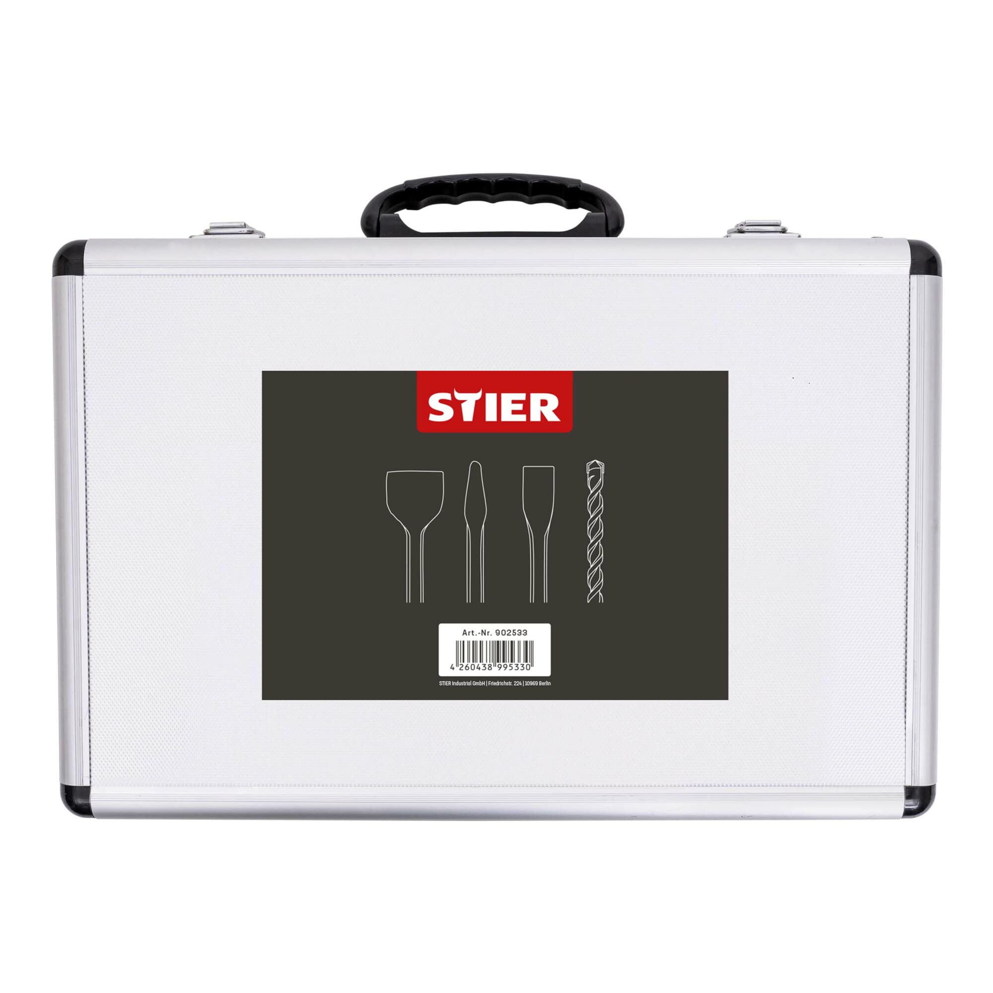 STIER Jeu de forets et de burins SDS-Plus 17 pièces, fixation SDS Plus, forets longues, avec tête sphérique, pour perçage, burinage, démolition,