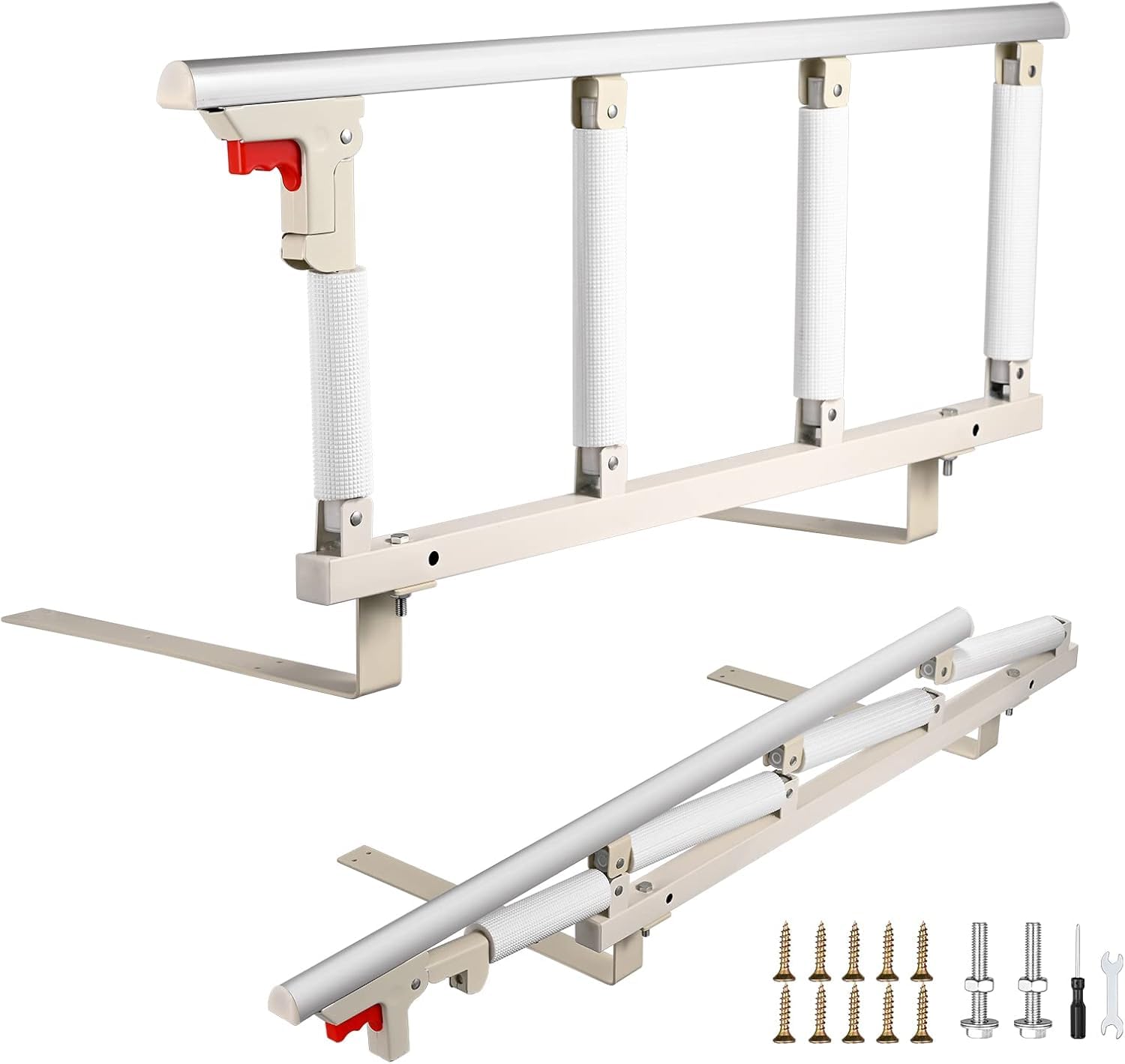 Hlieeosfcn Sponda Letto per Anziani, Rete Pieghevole Sicurezza,Barre da letto mediche per adulti anziani, Sponda Sicurezza da Portatile,adatto a donne incinte e persone disabili