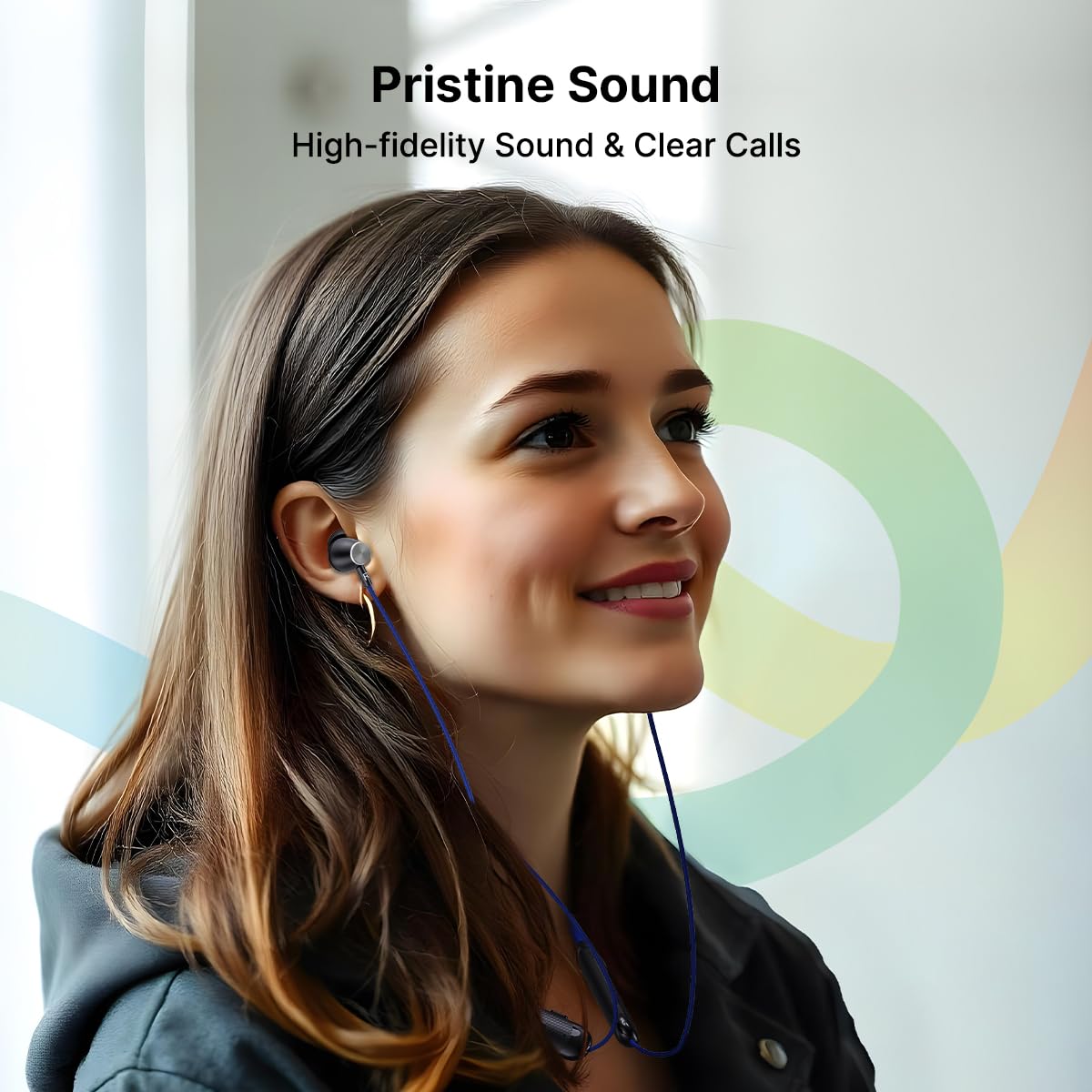 pTron Tangent Evolve w/ 50Hrs Playtime,HD Mic,Pristine Sound,14mm Drivers,Bluetooth V5.3 w/Dual-Device Pairing Wireless Neckband,Magnetic Buds,Voice Assistant,Type-C Charging &IPX4(Black/Blue) |in_ear 2