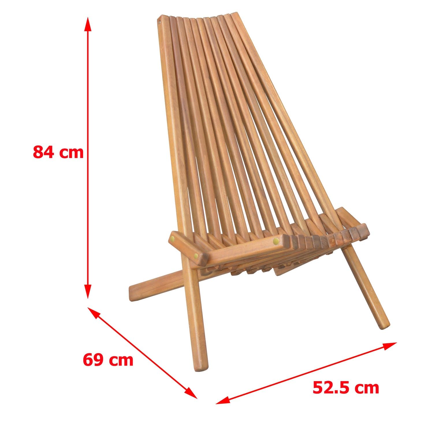 Holzliegestuhl klappbar aus Akazie, ca. 50 x 69 x 84 cm | Klappbar, FSC Akazienholz, Wetterbeständig, Belastbar bis 110 kg