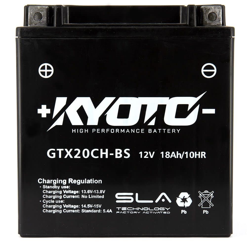 Batteria moto Kyoto SLA GTX20CH-BS (YTX20CH-BS) AGM - Senza manutenzione - 12 V 18 Ah - Dimensioni: 150 x 87 x 161 mm compatibile con POLARIS Indy 600 2014-