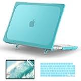 TWOLSKOO for MacBook Pro 14 Case 2022 2021 A2442 with Touch ID, Heavy Duty Rugged Shockproof Hard Shell Dual Layer Protective Cover with Fold Kickstand for MacBook Pro 14 inch 2021 Release, Mint