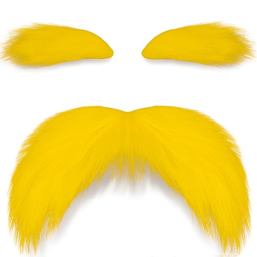 Mustache and Eyebrows, Funny Cosplay Costume Accessories,Self Adhesive Fake Beard Mustaches Bushy Eyebrows 1