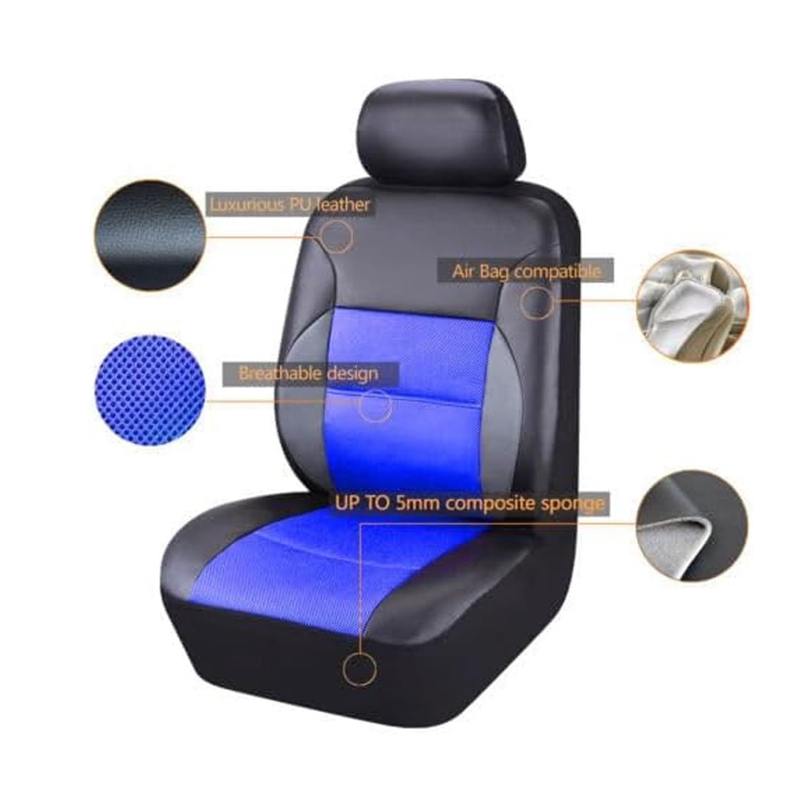 Auto Set Coprisedili per Toyota C-HR Hybrid 2024 2025 2026 2027, Pelle Durevole Anteriori Copri Sedili semplicità Inodore Protezione Sedile Accessori,A/Black
