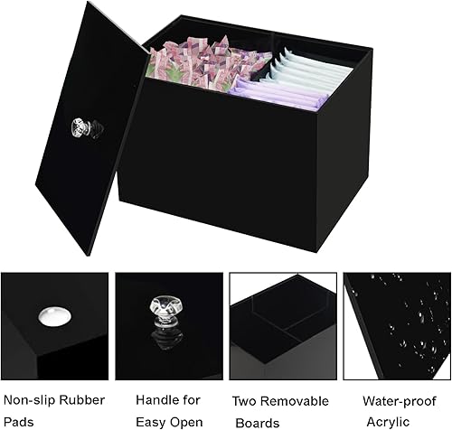 Miniatura 4 de Soporte para tampones para baño, almacenamiento de tampones de la semana del tiburón, organizador de baño acrílico con tapa, caja organizadora de