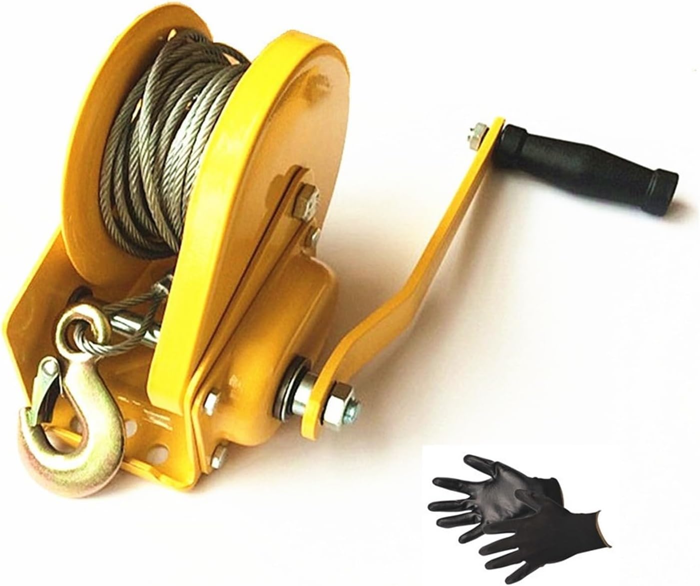 Hand Winch, 2600lbs 1179kg Self-Locking Hand Winch, Wire Rope Marine Winch Winch Set for Trailer, Boat or ATV Towing