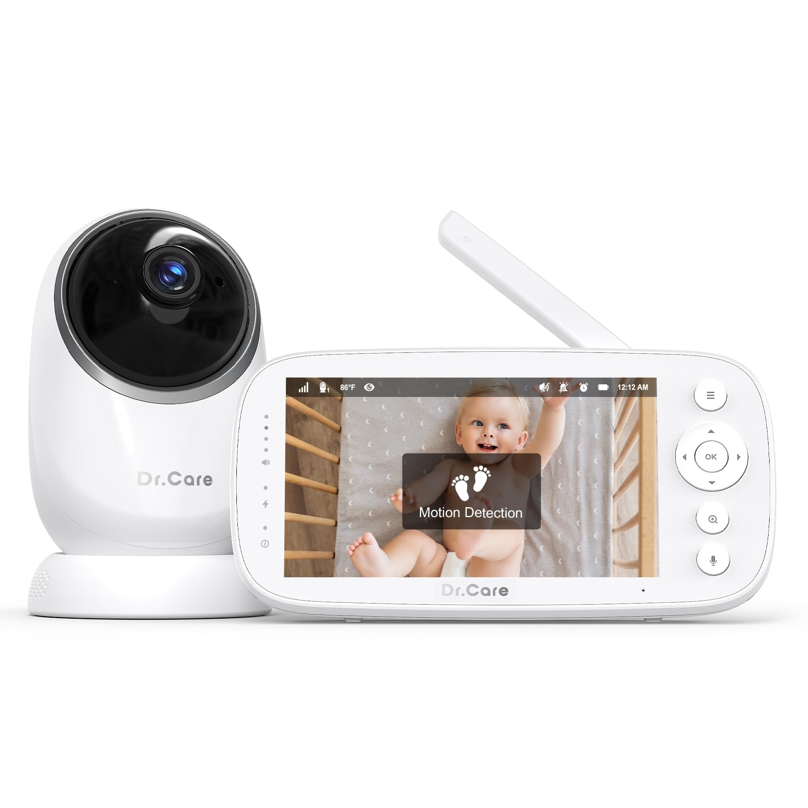Dr.Care NovaView Pro Baby Monitor with Motion Detection - No WiFi, 5" 1080P Display, 5000mAh Battery, Night Vision (5" Monitor + 1 Camera)