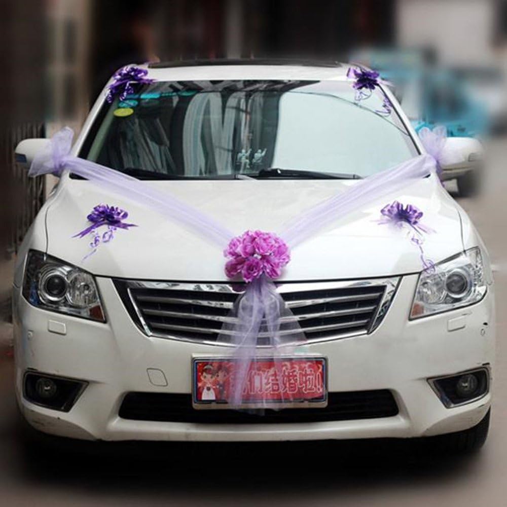 Artificial Flowers Bouquet Set for Wedding Car Decoration Fake Flowers Ribbon Wedding Silk Organza Wreath Door Wall Decor