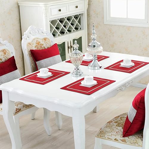 Miniatura 4 de Juego de 2 manteles individuales de diamantes de imitación para boda, cumpleaños, baby shower, mesa de comedor con lentejuelas de 12 x 16 pulgadas,