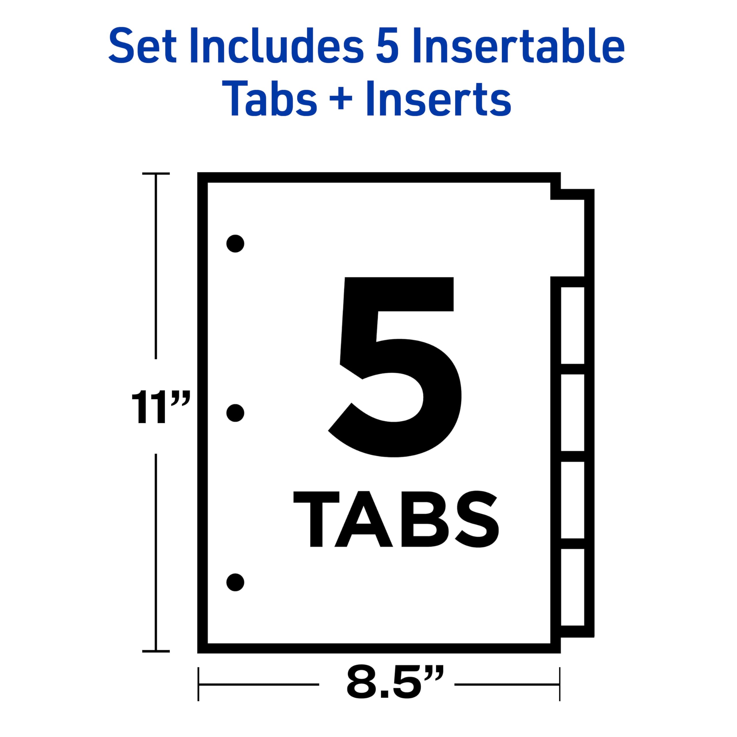 Avery Big Tab 11109 - Divisori inseribili in carta lucida, 5 linguette multicolori, confezione da 48 pezzi
